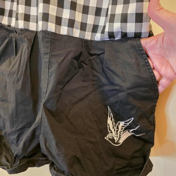 Sourpuss Black/White Checkered Romper L - Picture 2 of 7